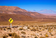 Einsames Straßenschild in der Atacama-Wüste in Chile - © Nataliya Hora / Shutterstock