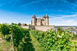 Blick auf das Schloss Saumur im Loiretal, Frankreich