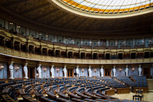Der historische Sitzungssaal des Parlamaents in Wien wird nur für Staatsakte, bei denen beide Kammern des Parlaments anwesend sind, genutzt, Österreich