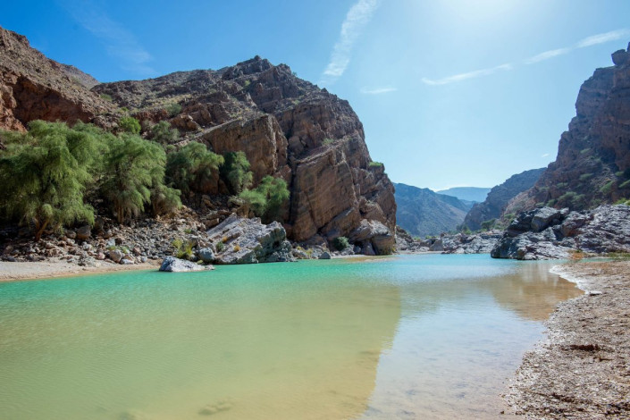 Faszinierende Landschaft im Wadi Suwayh, Oman