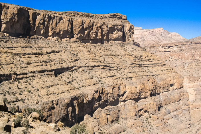 Flanke der Wadi Nakhar Schlucht, Oman