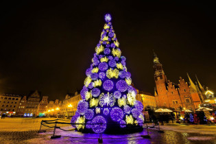 Weihnachtsstimmung am Marktplatz in Wroclaw (Breslau), Polen
