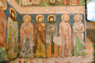 Die 47 verschiedenen Farbtöne der Fresken im Kloster von Arbore, Rumänien, wurden aus den Grundstoffen Gelb, Blau, Pink und Ocker gemischt