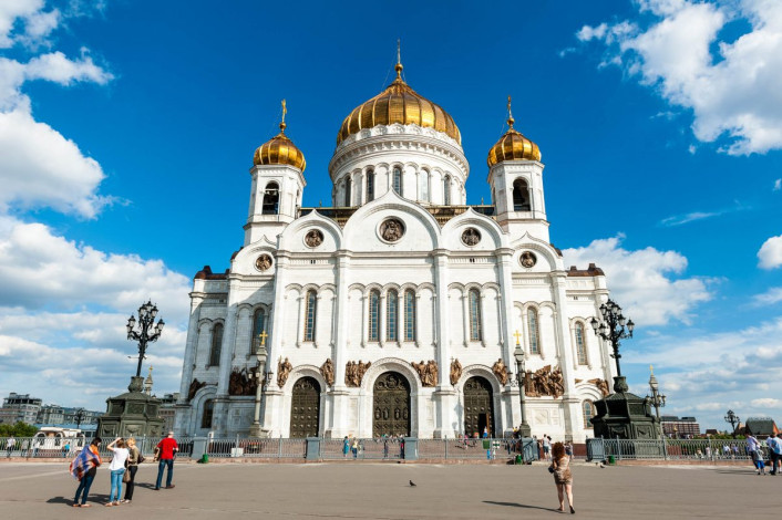Die Christ-Erlöser-Kathedrale in Moskau ist die Hauptkathedrale der Russischen-Orthodoxen Kirche und das weltweit höchste orthodoxe Gotteshaus, Russland