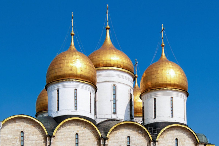 Die Mariä-Verkündungs-Kathedrale galt als Hauskirche der Moskauer Großfürsten und ist mit prachtvollen Fresken bekannter russischer Maler geschmückt, Russland