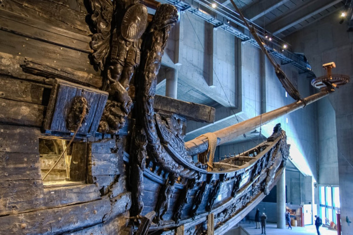 Die Vasa ist das weltweit einzige vollständig erhaltene Kriegsschiff aus dem 17. Jahrhundert, ein ganz außergewöhnliches Juwel der Vergangenheit, Vasa-Museum, Stockholm, Schweden