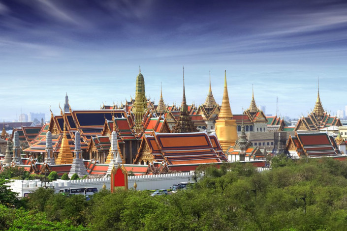 Blick auf den großen Königspalast in Bangkok, Thailand