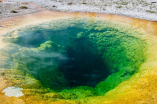Detailansicht einer der heißen Quellen im Yellowstone Nationalpark, USA