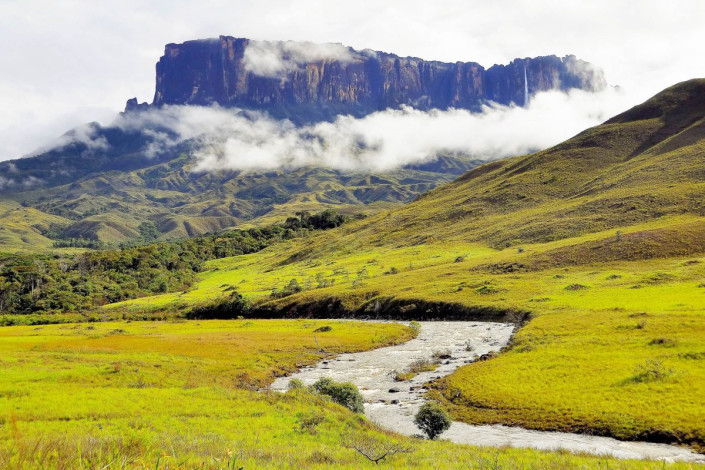 Blick auf den Mount Roraima an der Grenze zwischen Brasilien, Venezuela und Guyana