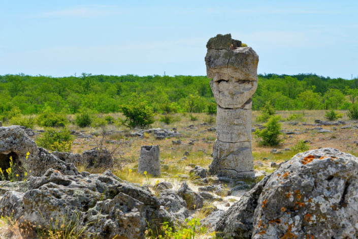 Auf einem Areal von rund 7 Quadratkilometern ragen an der geschützten Stätte Pobiti Kamani im Osten Bulgariens zahlreiche Steinsäulen in den Himmel