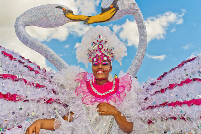 Ein besonders aufwändig gestaltetes Kostüm beim Karneval von Trinidad und Tobago