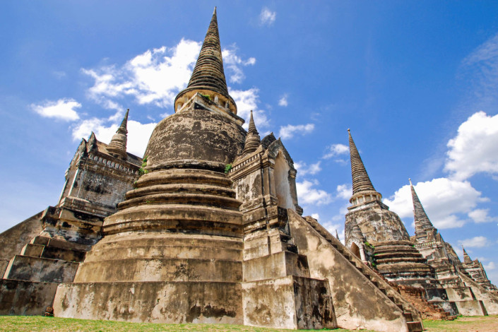 Der gigantische Wat Phra Sri Sanphet südlich des Palastgeländes gilt als Wahrzeichen von Ayutthaya und ist das bekannteste und meist fotografierte Gebäude, Thailand