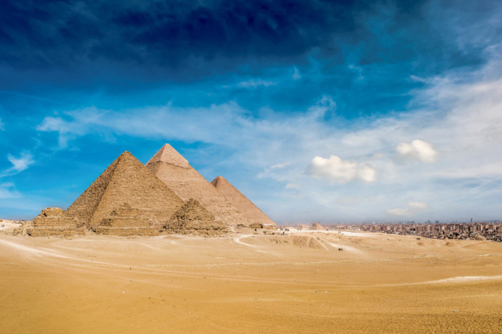 Die Pyramiden von Gizeh im Norden Ägyptens sind als einziges Weltwunder der Antike heute noch existent