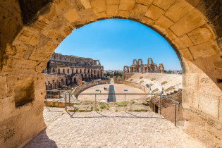 Das Amphitheater in der Stadt El Djem, Tunesien wird seit 1979 von der UNESCO als Weltkulturerbe geführt