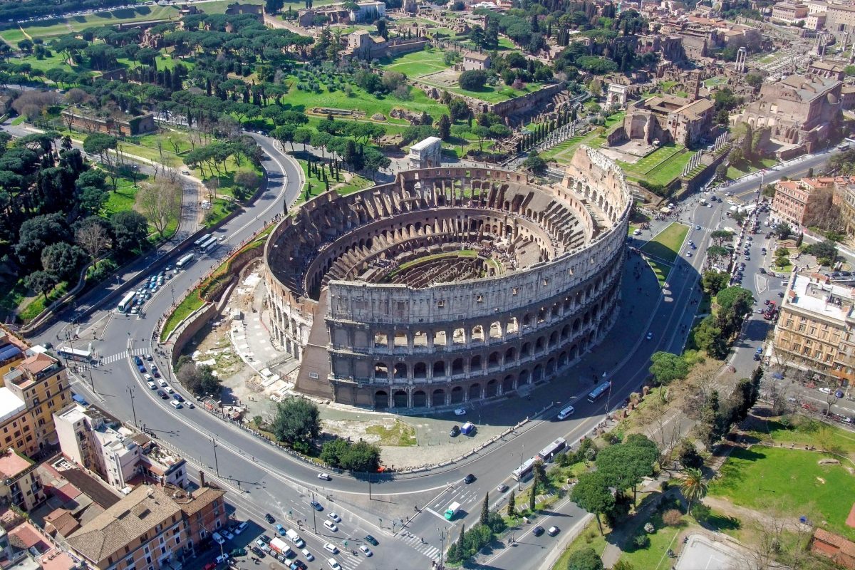 Bird's eye view of the Colosseum of Rome, one of the most famous sights of all Italy - © SF photo / Shutterstock