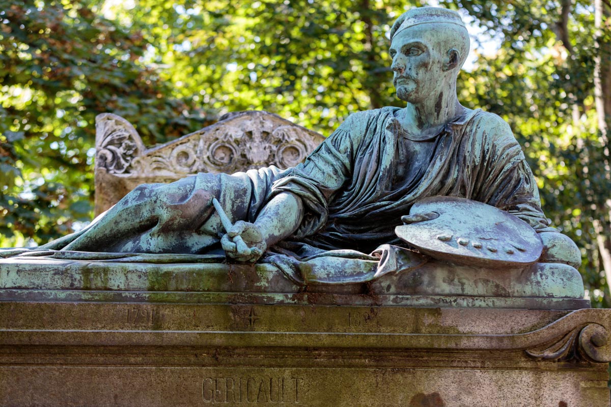 Grabstätte von Théodore Géricault am Friedhof Père Lachaise in Paris, Frankreich