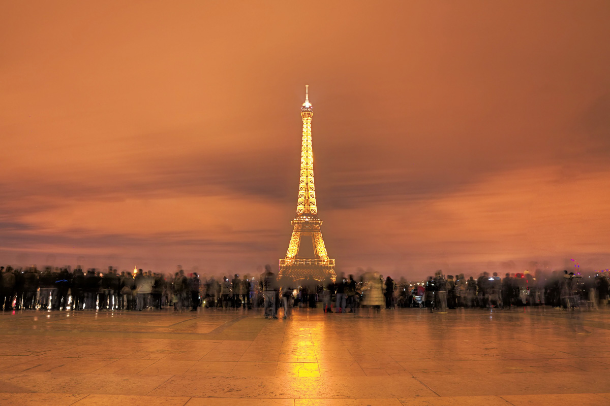 Blick vom Trocadero Platz in Richtung Eiffelturm, Paris, Frankreich