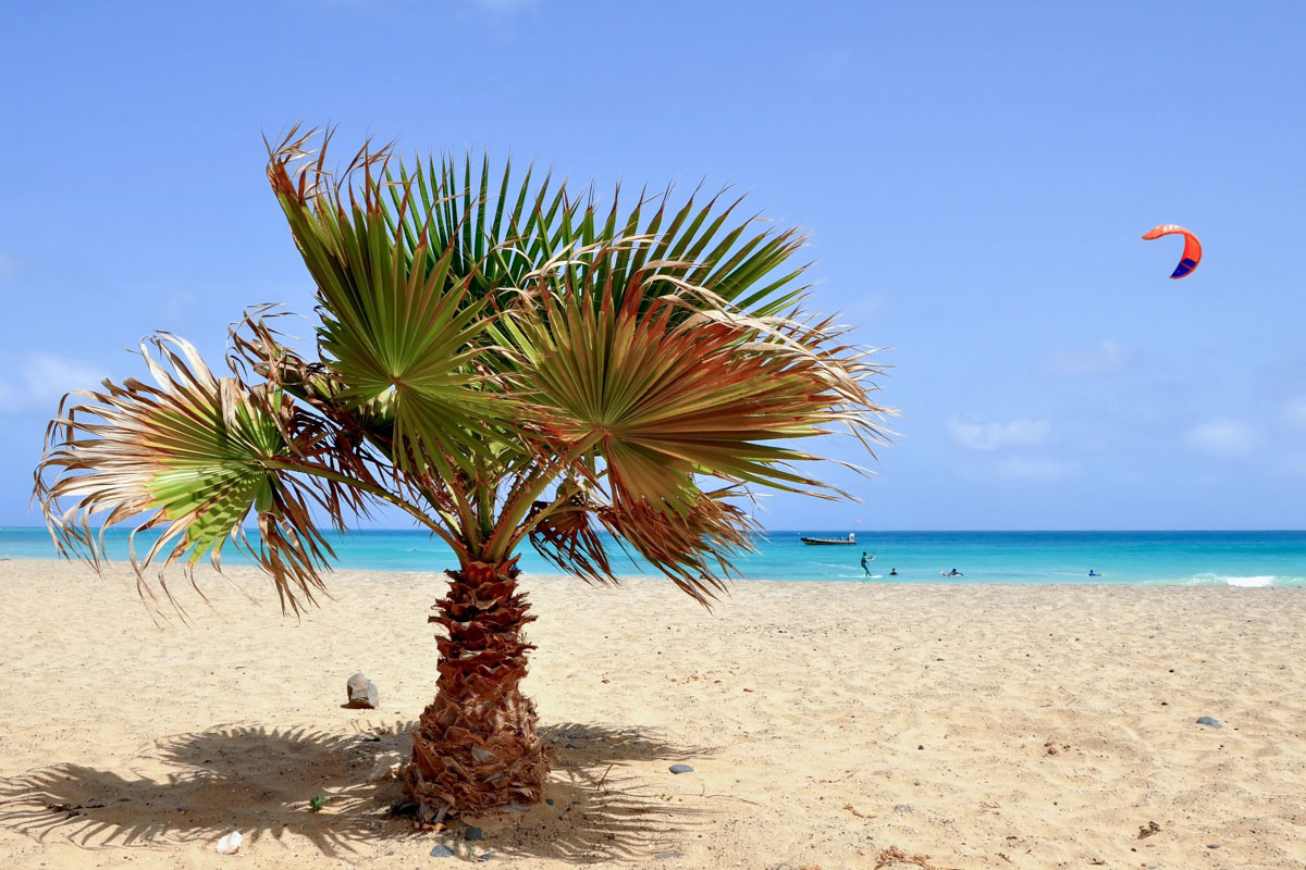 Am traumhaften Strand von Santa Maria im Süden von Sal scheint an durchschnittlich 330 Tagen im Jahr die Sonne