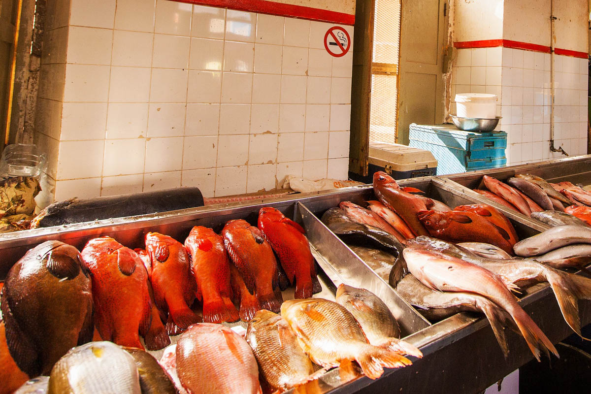 Nachdem die Fischer auf Santiago am frühen Morgen ihren Fang eingebracht haben, gibt es auf den Märkten und in den Shops frischen Fisch zu kaufen, Kav Verden