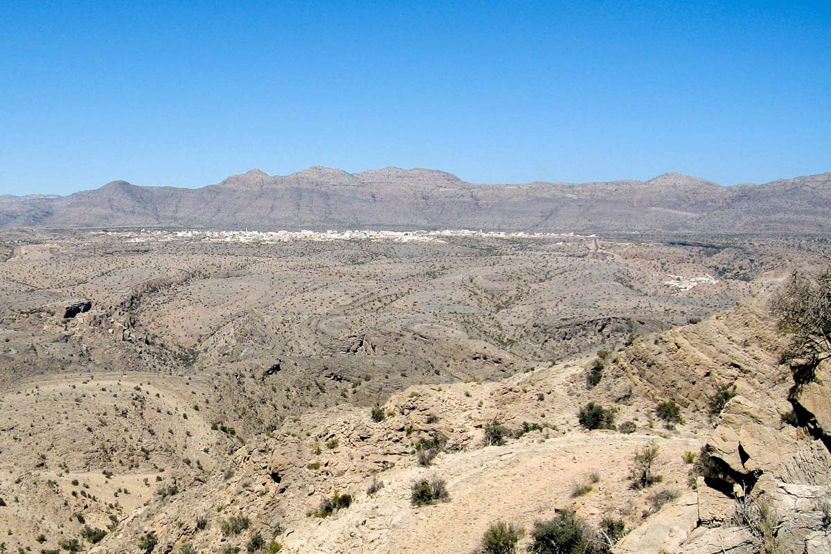 Blick auf das Saiq-Plateau im Zentrum der Gebirgsregion des Jebel Akhdar im Norden des Oman