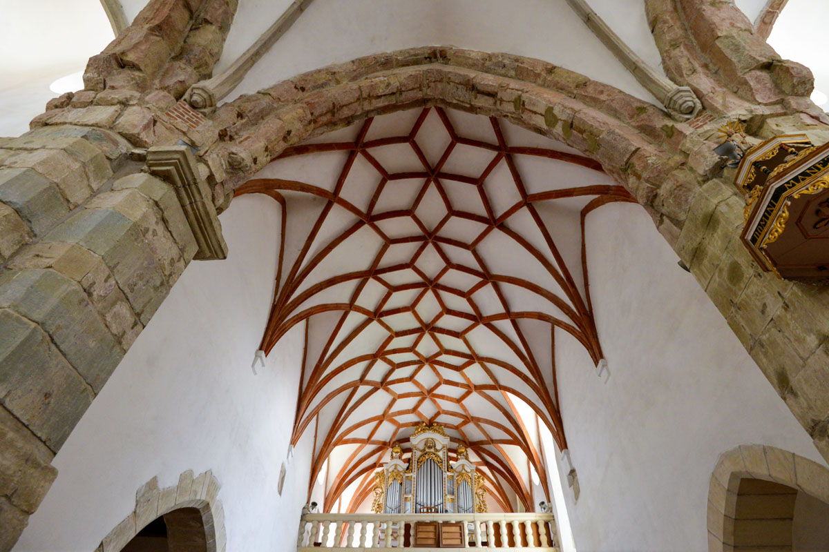 Das Gehäuse der Orgel in der Kirchenburg von Prejmer stammt aus dem Jahr 1788, das Instrument darin aus 1929, Rumänien
