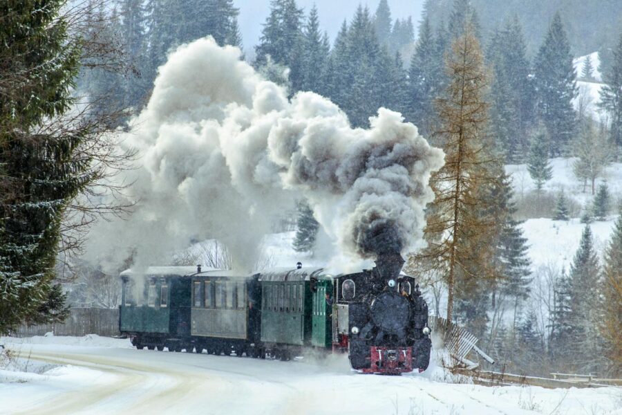Eisenbahnfans können im Frühjahr, Sommer und Herbst eine Reise auf den Dampfzügen der Wassertalbahn unternehmen, Rumänien - © Raul Jichici / Shutterstock